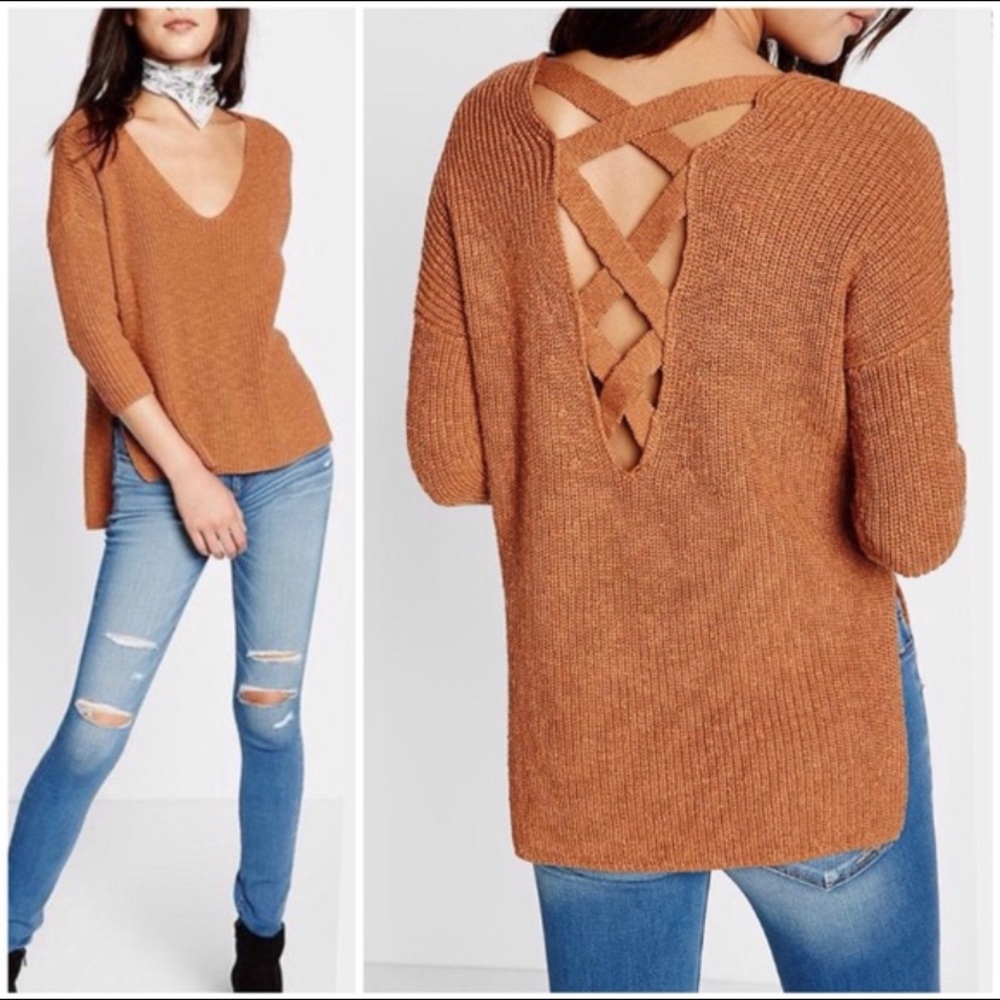 Express Cross Back Sweater - Burgundy